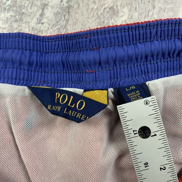 Polo Ralph Lauren Shorts Mens Large Red Pony All Over Swimming Trunks - Picture 3 of 8